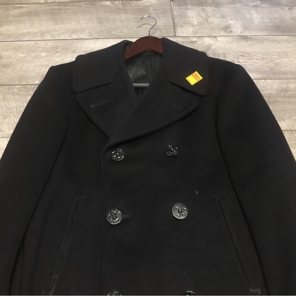 Vintage 1970's Vietnam NAM Era Navy Peacoat Overcoat Trench Jacket Men's Size 36